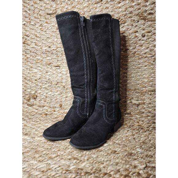 Gloria Vanderbilt Beatrice Knee High Black Microsuede Tall Boots Size 6 M - Picture 2 of 11